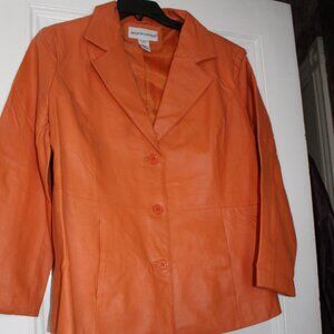 Vintage Retro Jessica London Leather Blazer Jacket Orange Sz 20W